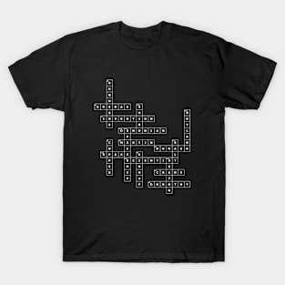 (1928TSOS-D) Crossword pattern with words from a famous 1928 science fiction book. [Dark Background] T-Shirt